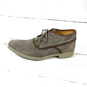 John Varvatos Chukka Boots Mens Size 11.5 Gray Canvas Hand Made Lace Up Shoes